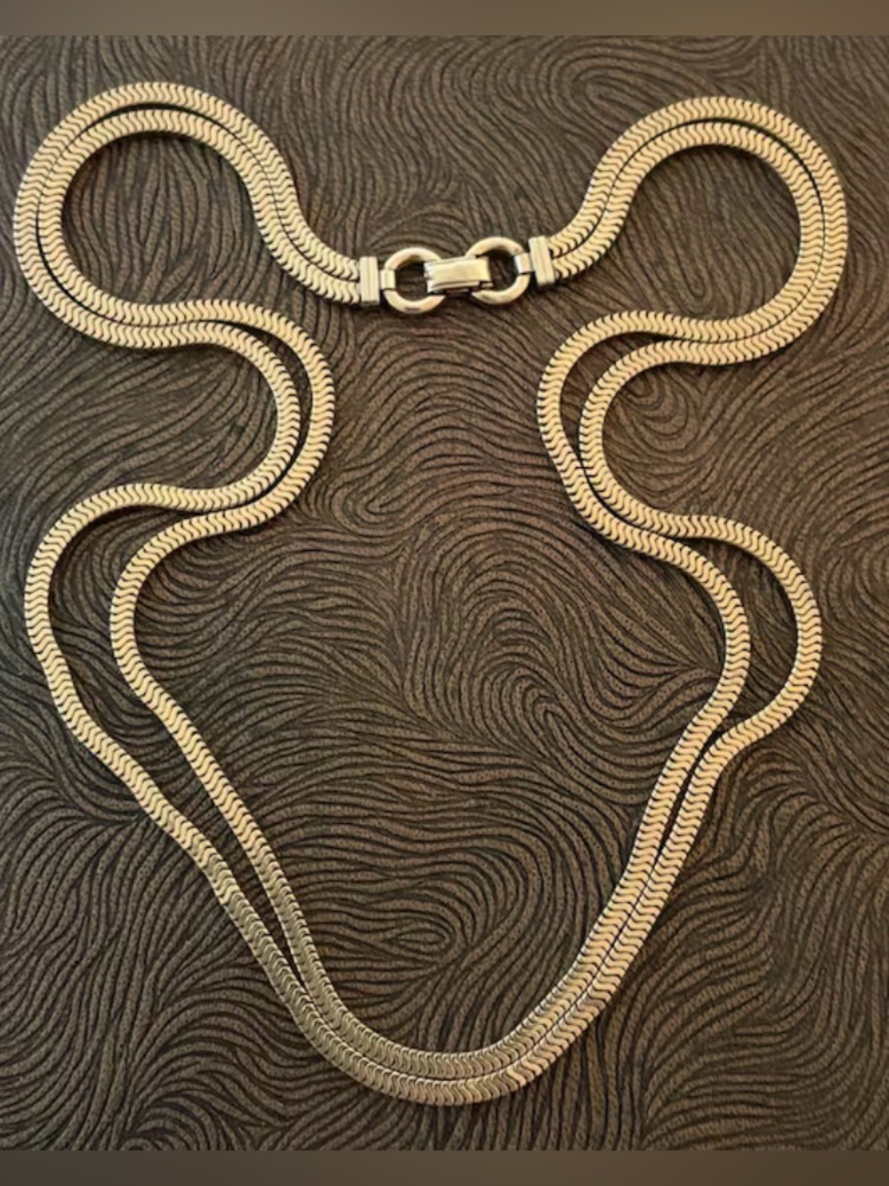 Vintage Forstner Gold Double Snake Chain Necklace